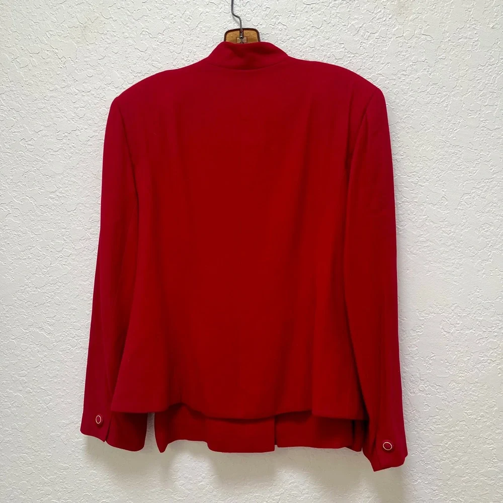 Worthington Red Skirt Suit‎ Set Blazer Pencil Skirt Size 16 Vintage Style Office